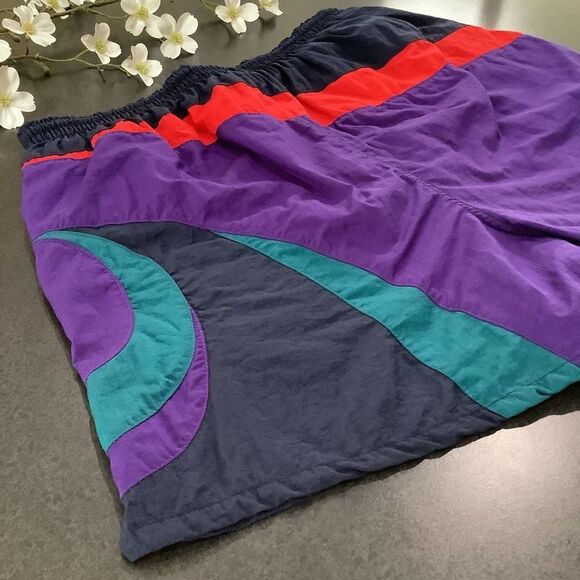 Vintage 90’s Speedo Swim Trunks Colorful Bright Colorblock Swimsuit - Picture 5 of 13